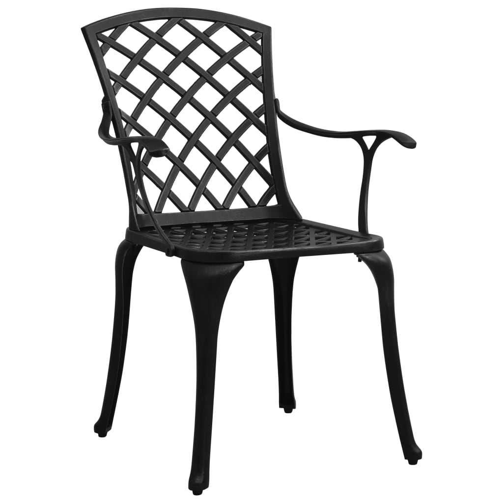 Garden Chairs 2 pcs Cast Aluminium Black